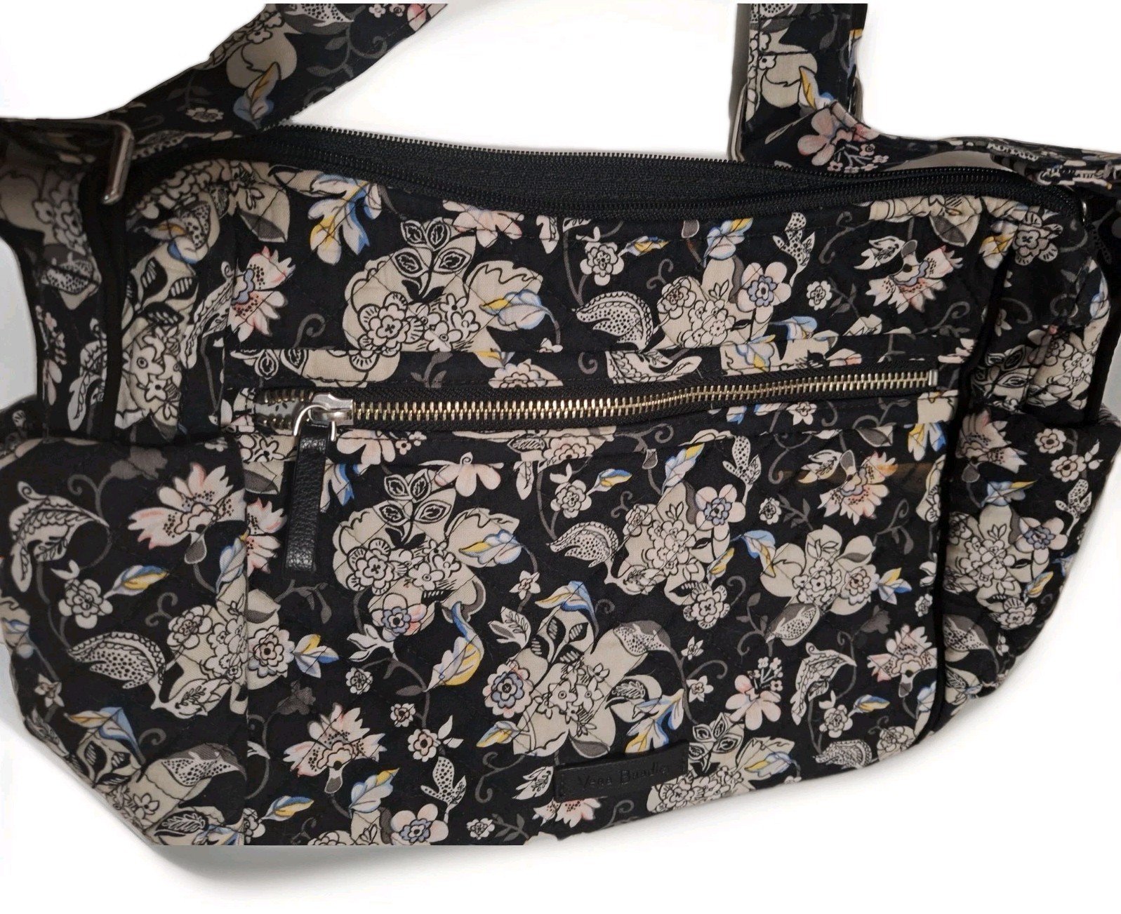 Vera Bradley Crossbody Purse Black/Blue/Beige Floral Adjustable Shoulder Bag