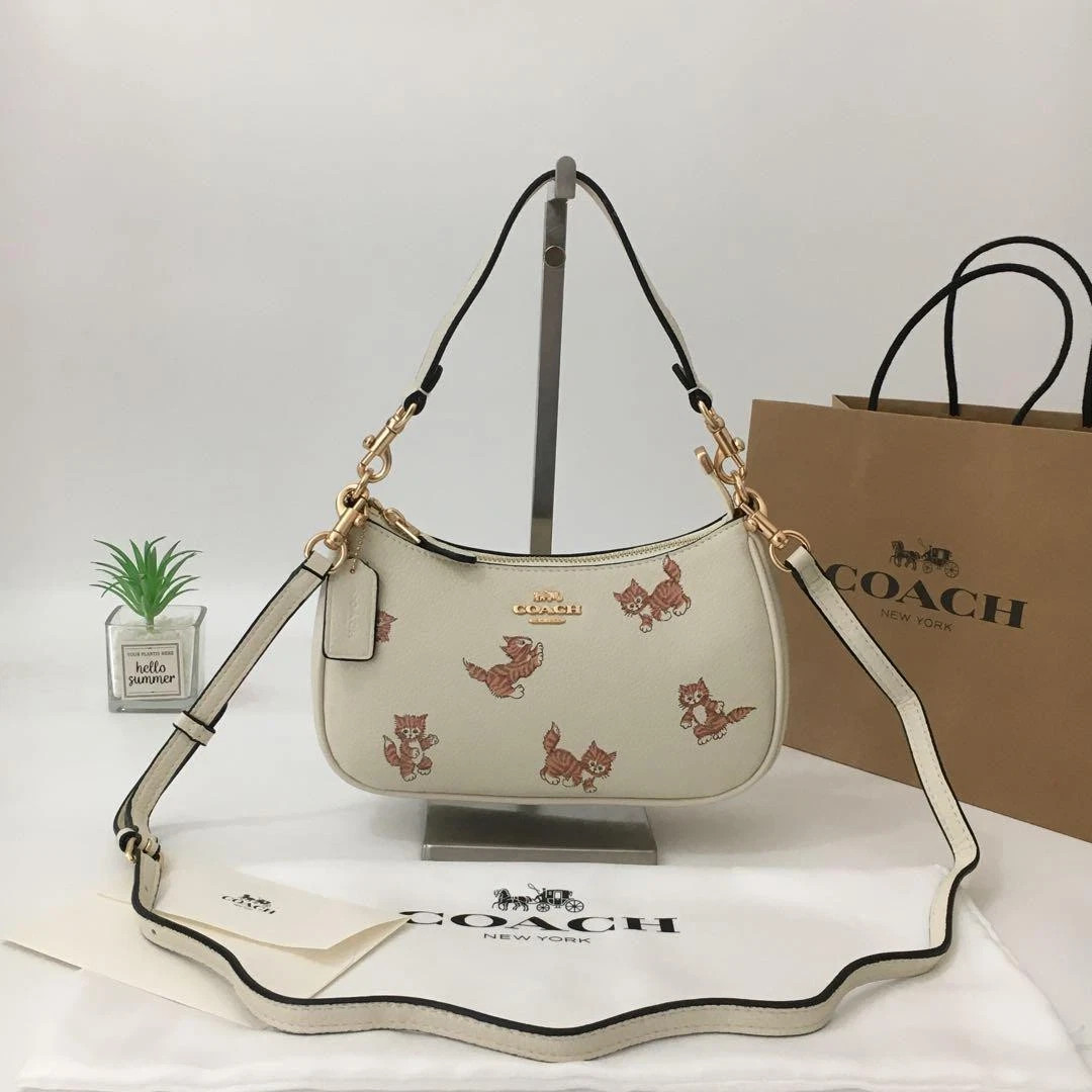 Coach Teri Women’s Leather Shoulder Bag – Dancing Kitten Chalk (CC777)