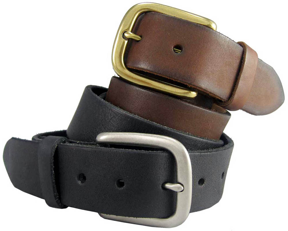 Classic Buckle 100% Genuine Full Grain Leather Casual Jean Belt 1-1/2″ Wide