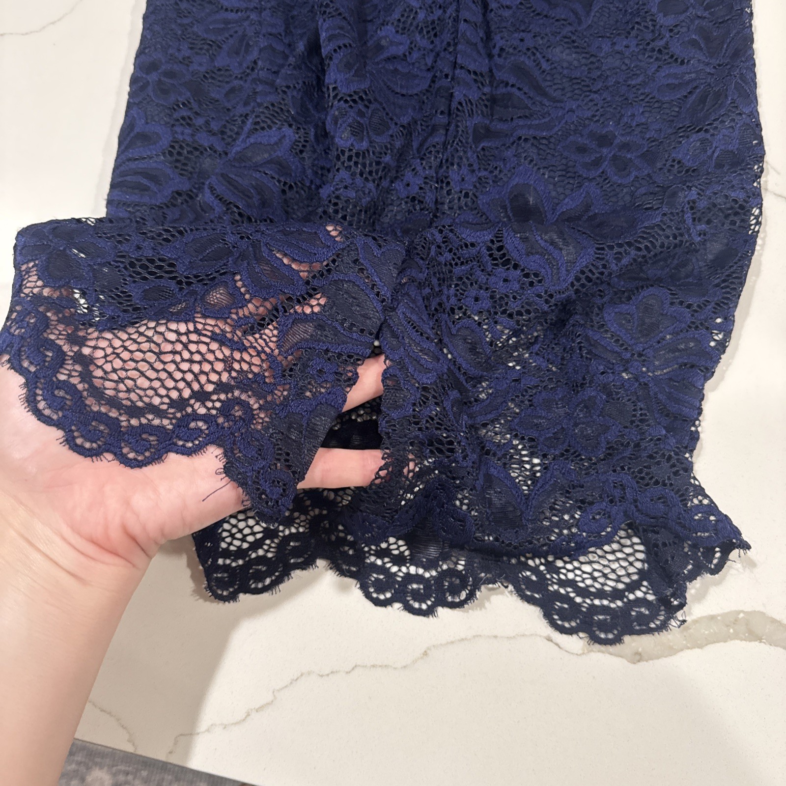 Blue Lacy Dress, small Slit In Back, Form Fitting, Size M, Built In Bra, Windsor