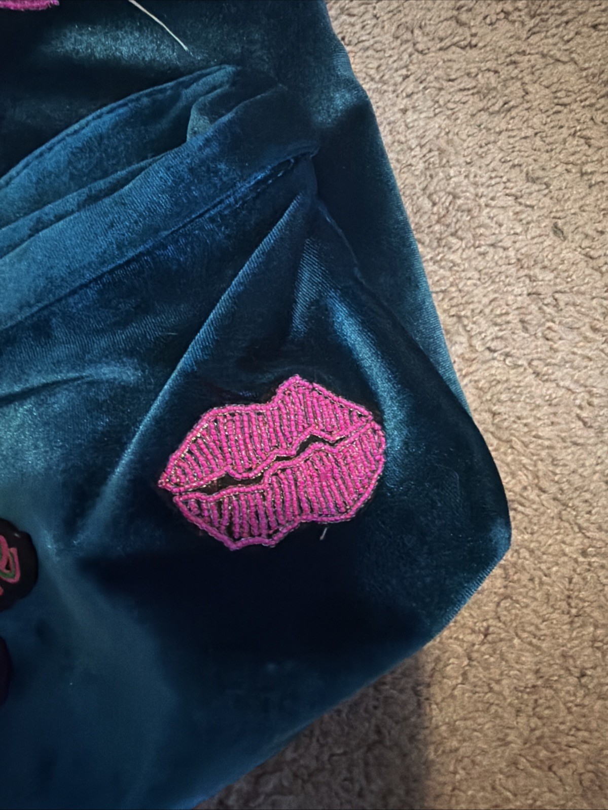 Betsey Johnson New York Vintage Velvet Backpack-rose lining