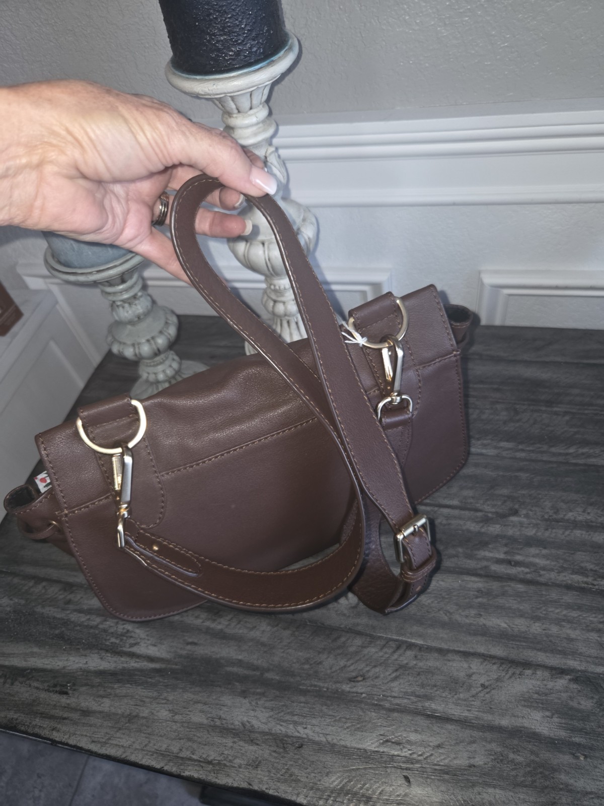 See by Chloe Brown Leather Shoulder/Crossbody Bag with Brass Hardware.
