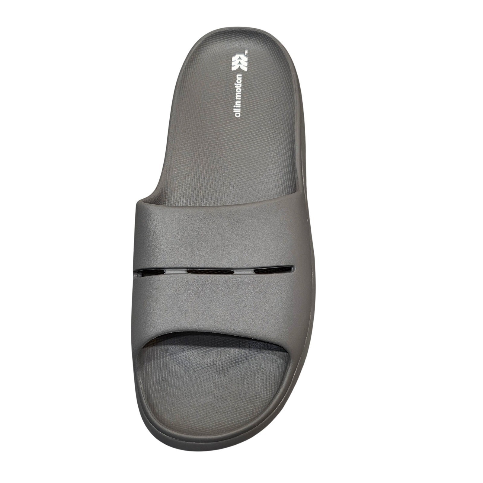 All in Motion Mens Archie Recovery Slide Sandals Gray Contoured Footbed Slip On