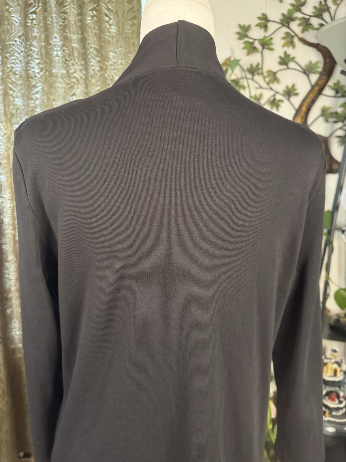 Rafaella Studio Black Knit Shift Dress V-Neck Long Sleeve Knee Length Size S