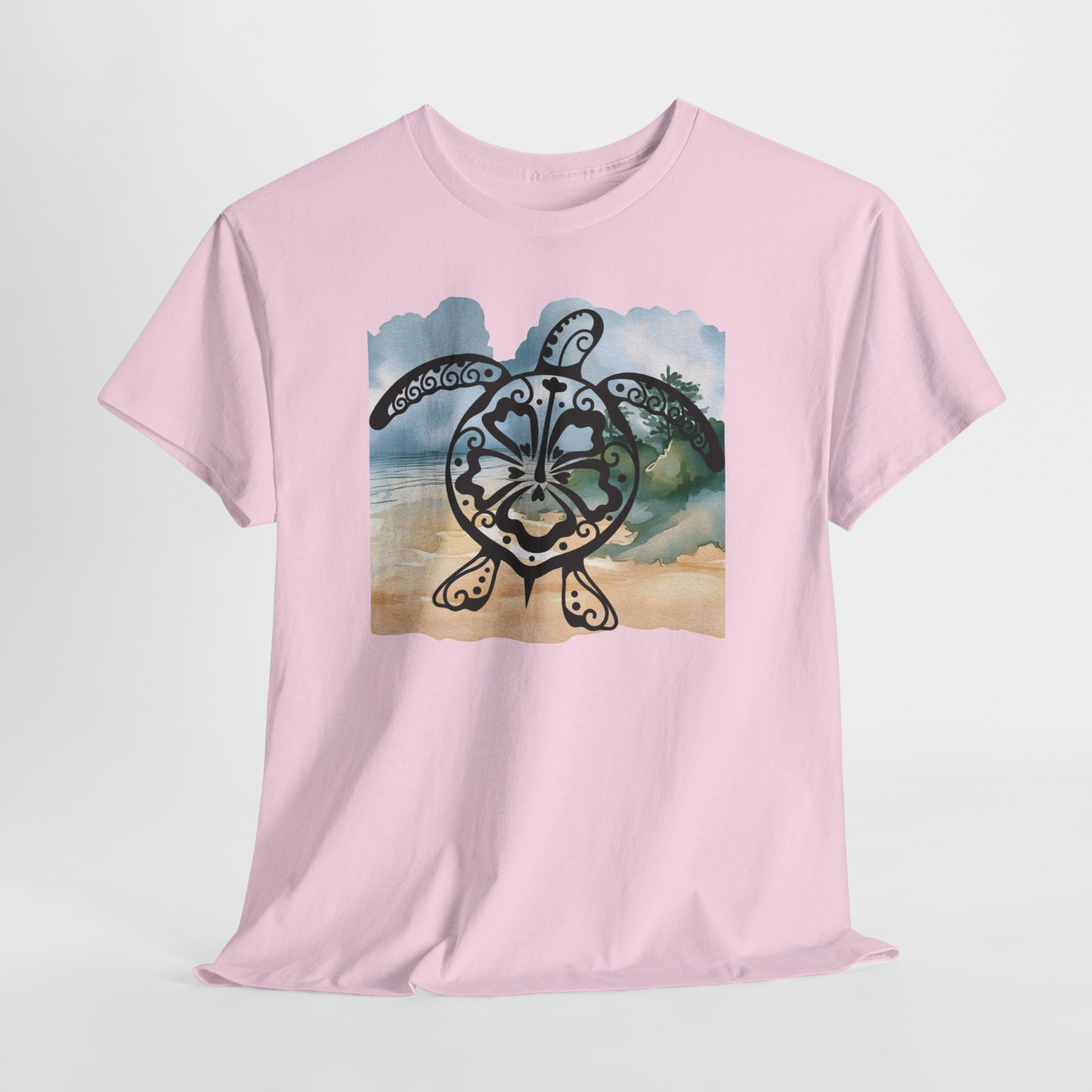Sea Turtle Blue Beach Ocean Sand Graphic T Shirt Tee Top S-XL, Plus 2X 3X 4X 5X