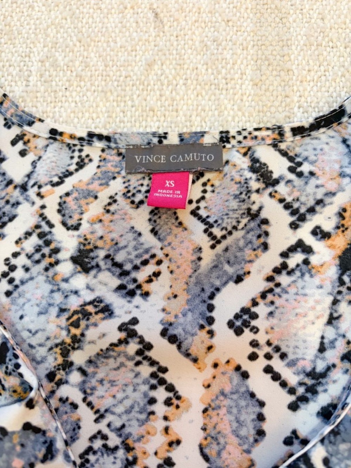 Vince Camuto Snakeskin Print Ruffle Blouse Sleeveless XS