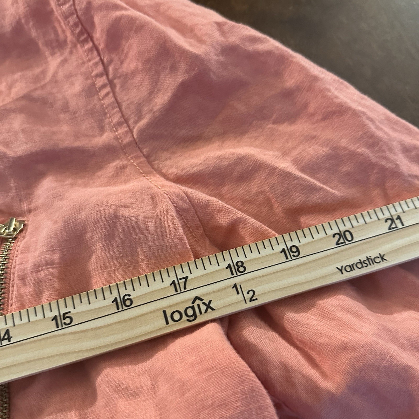 Chico’s Women’s Utility Jacket Cross Dye Linen Pink Snap Button Front Size 1
