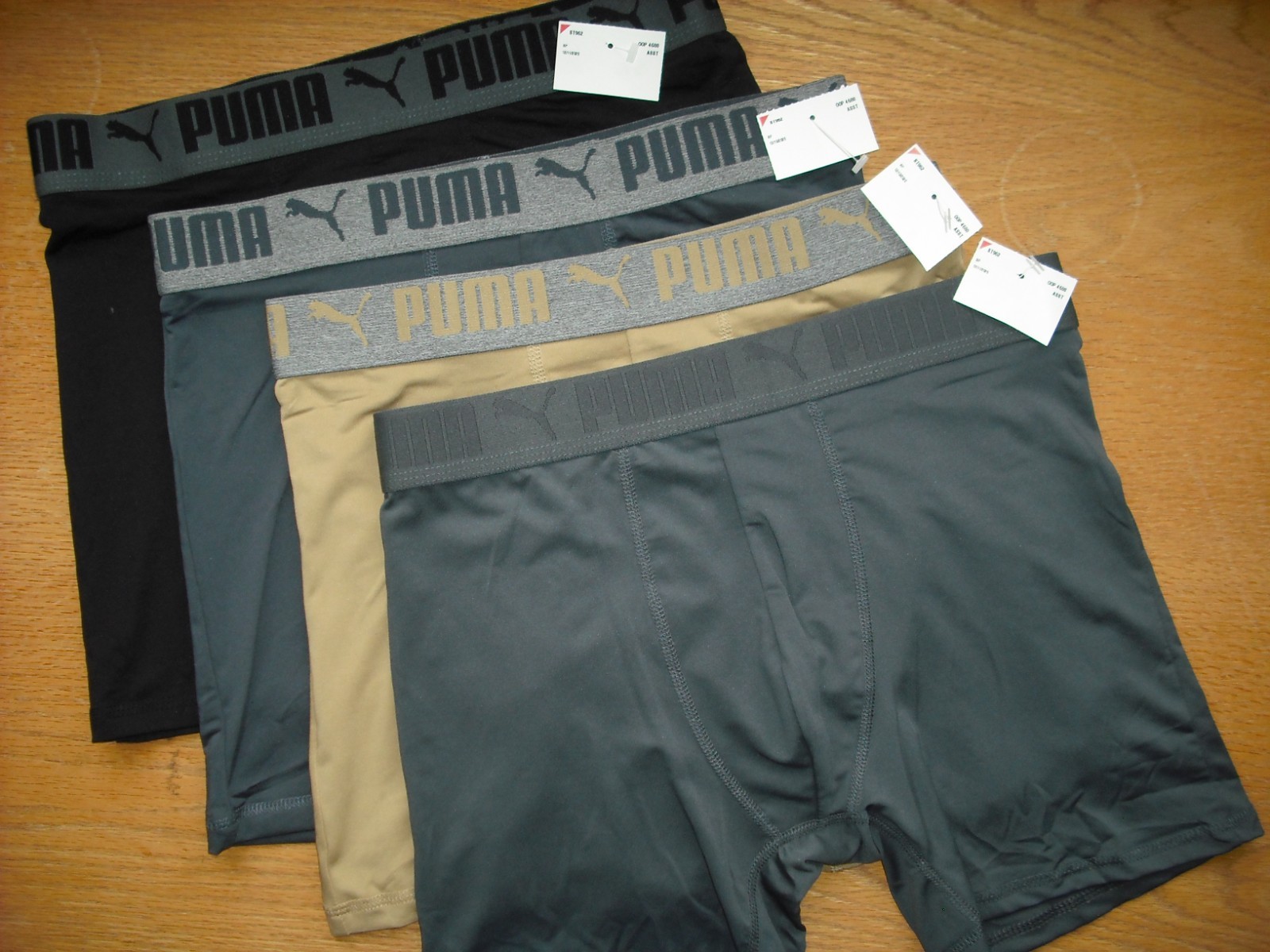Mens NWT PUMA Boxer Briefs 4prs Microfiber Gray Black Gold Sz:S(28-30) FREE SHIP