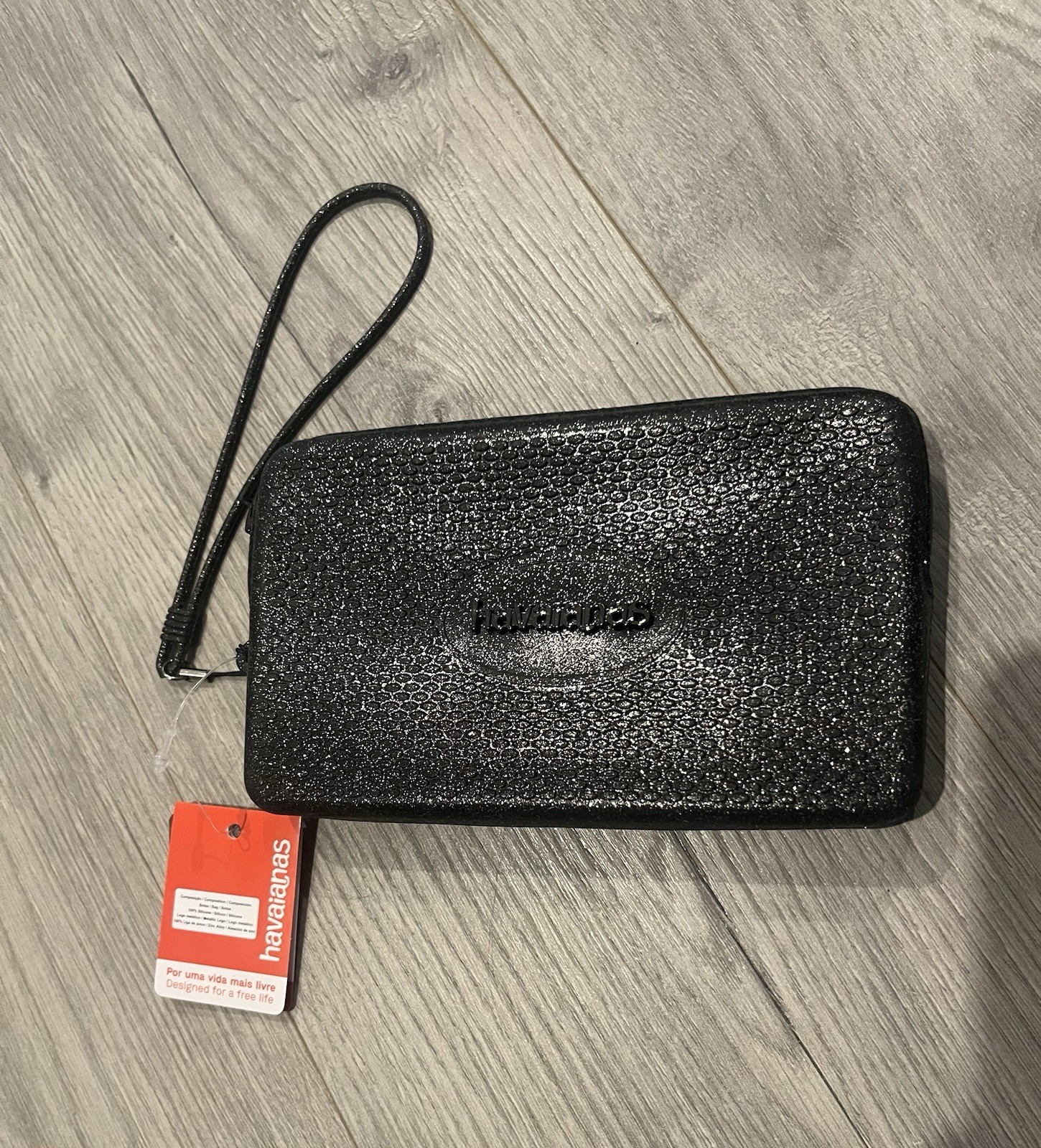 Havaianas Mini Bag Waterproof Zipper Silicone Rubber Clutch Wristlet Black