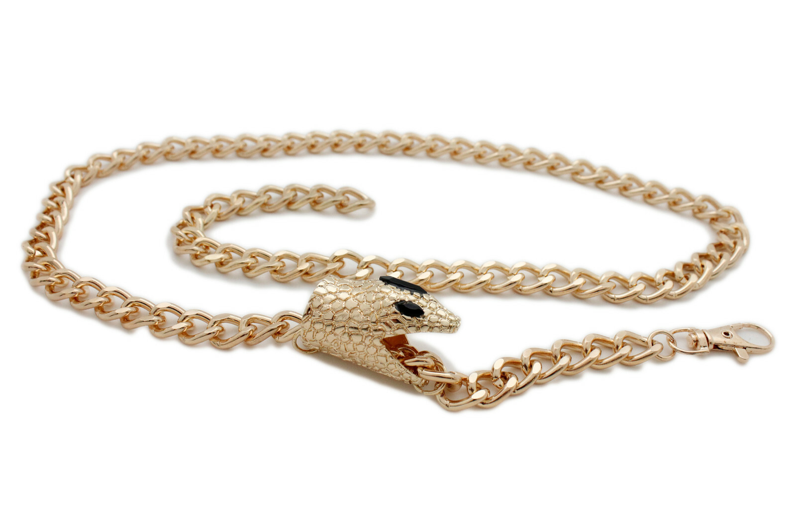 Women Sexy Fashion Belt Gold Color Metal Chain Snake Charm Hip Waist Size XS S M