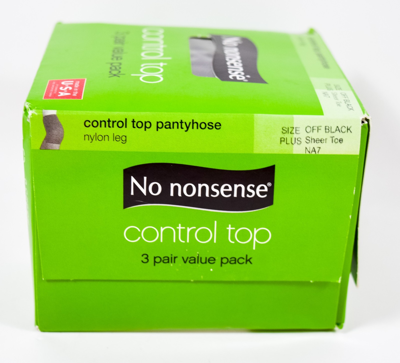 No Nonsense Control Top Comfort OFF BLACK NA7 Sheer Toe Pantyhose 3pr Size PLUS