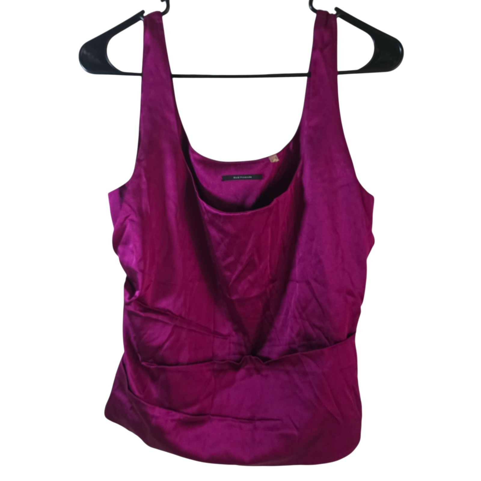 Elie Tahari Luxury Silk Blend Tank Top Blouse Womens L Magenta Purple Draped