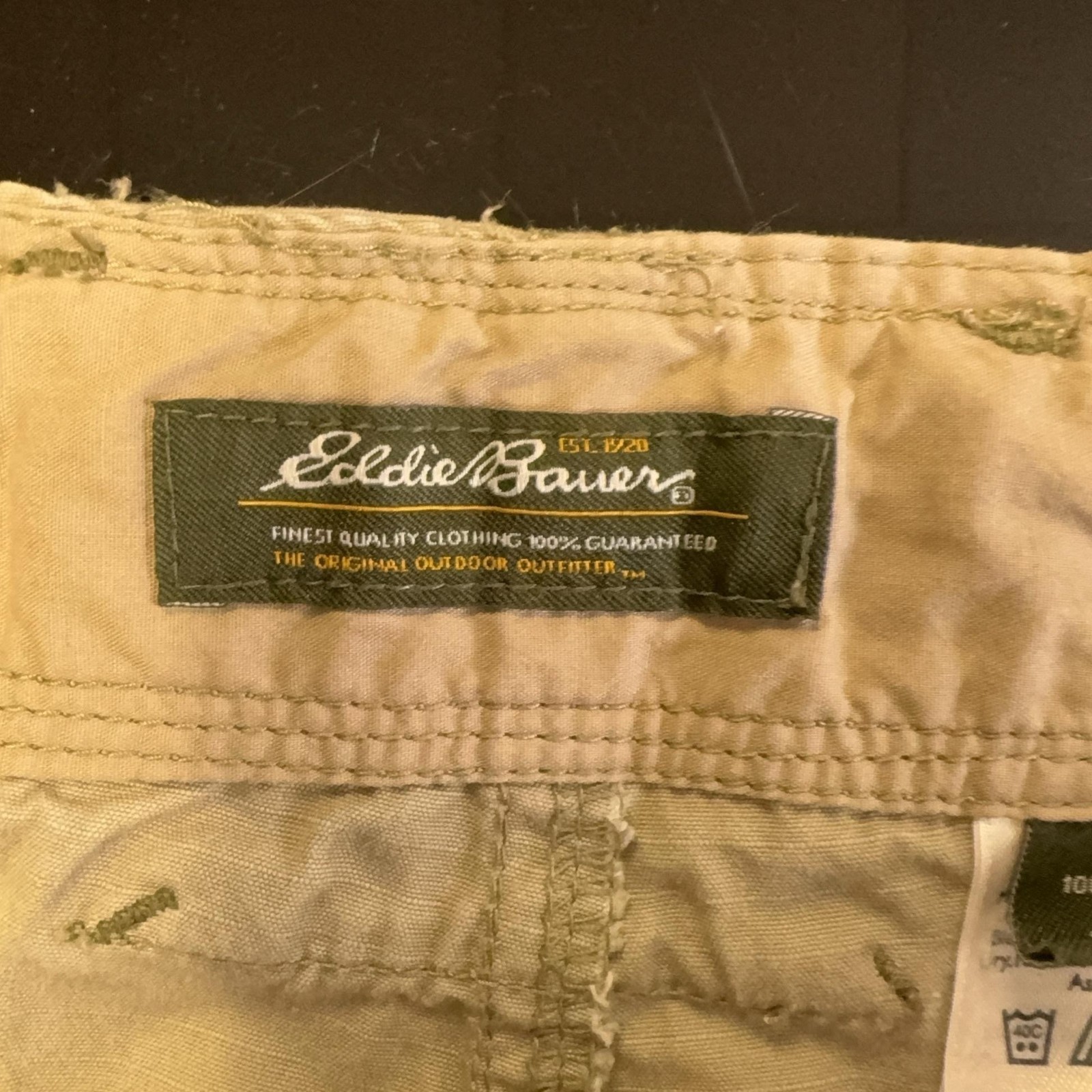 Eddie Bauer Capri Pants Womens 22W Beige Cotton Drawstring Cargo Pocket Relaxed