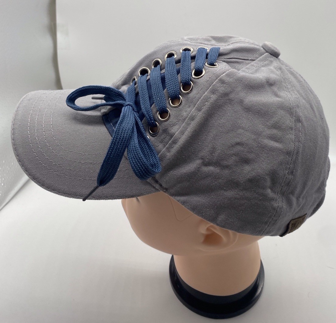 Back Gray/Royal Blue Lace And Trim On Bill. Blemish In Photo On Brim