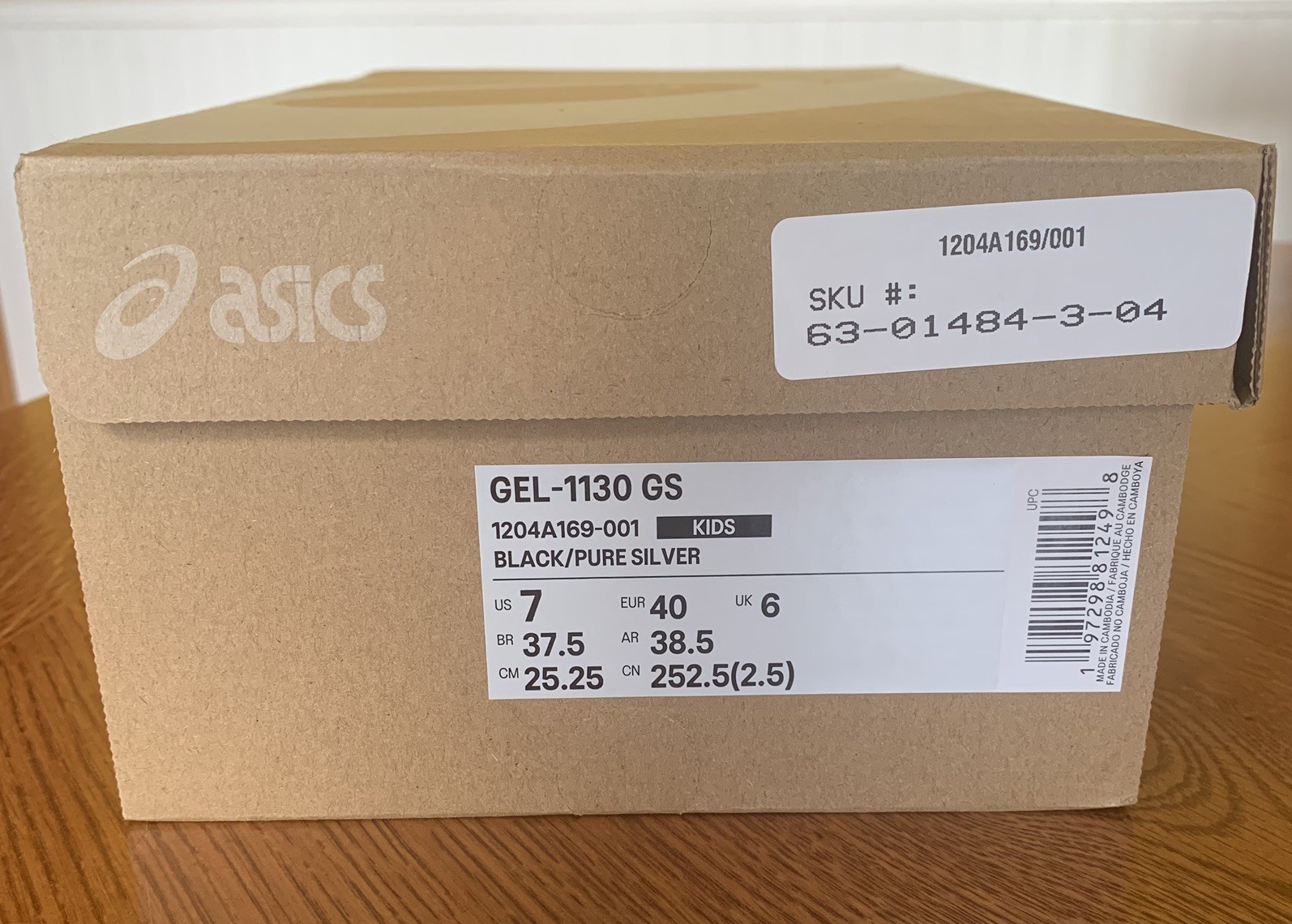 ASICS Gel 1130 Black Pure Silver 1201A906-001 Men Size 7