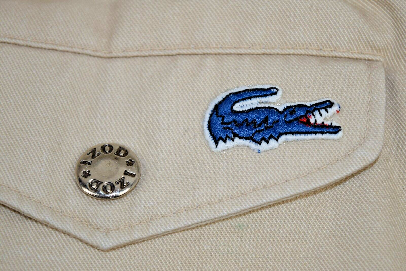 Vintage IZOD Lacoste Pants Size 18 70s Beige Straight Leg Blue Crocodile