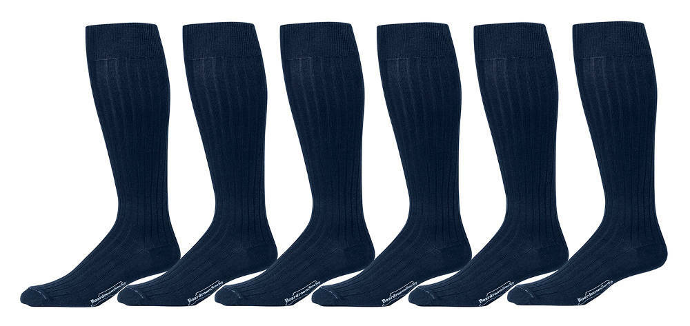 6 Pairs Men’s Dress Socks, Cotton Knee High Over the Calf Luxury Dress Socks