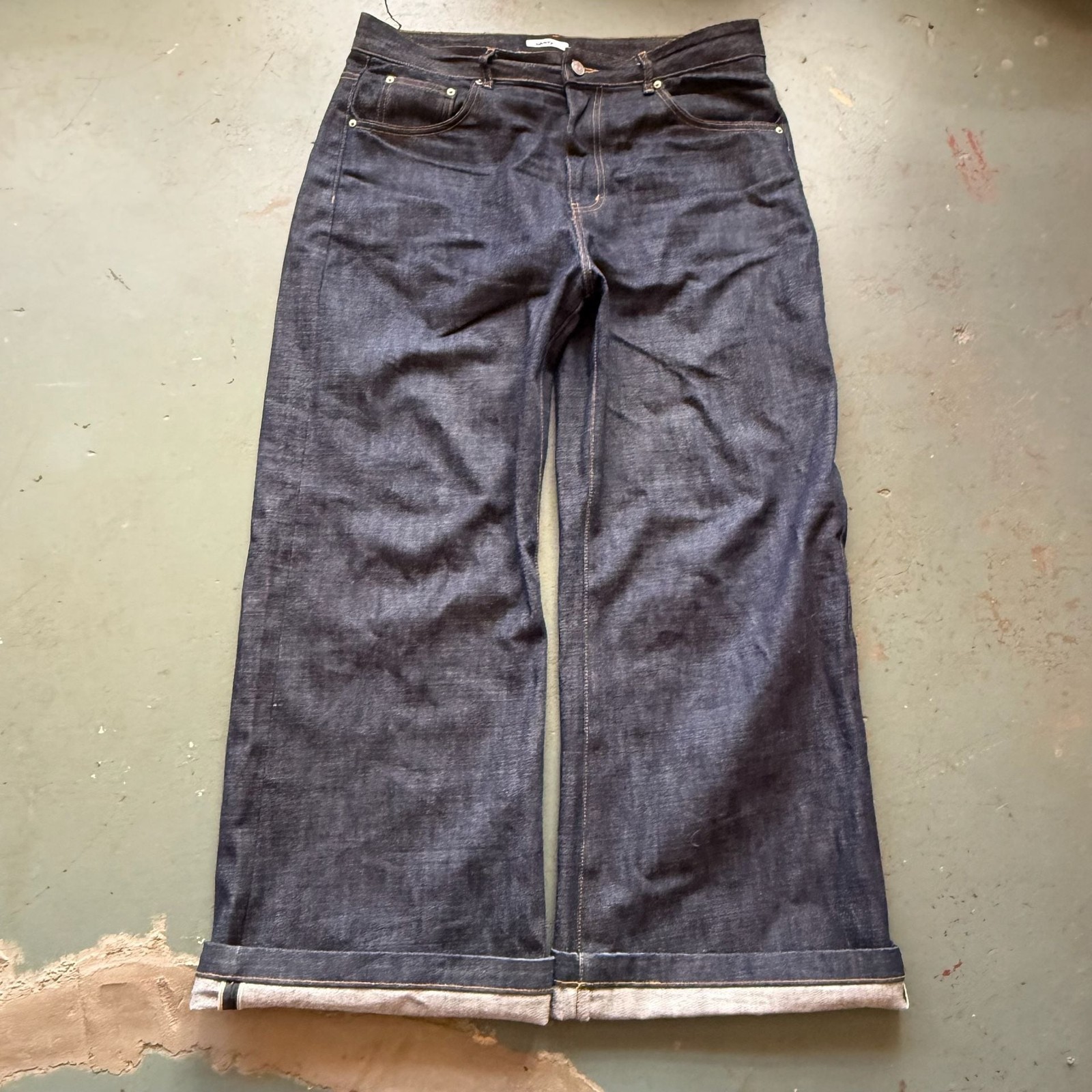 Baggy Raw Selvedge Denim bootcut Jeans 36×33