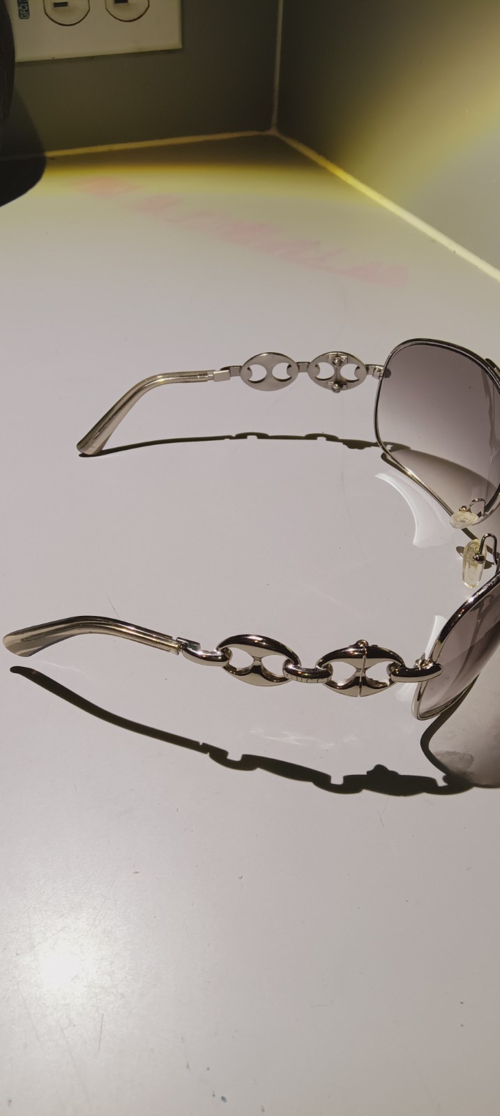 Gucci GG 2715/S Wrap Sunglasses Silver Metal Frame Gray Gradient UV 125mm