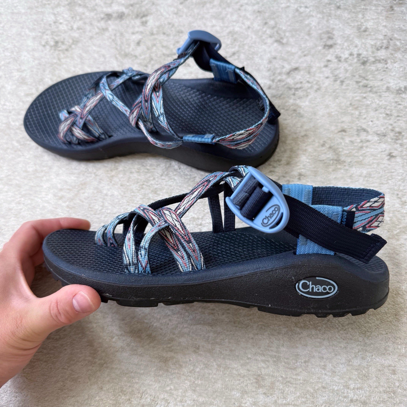 Chaco Z Cloud X2 Womens 8 Strappy Sandals Blue Pattern Toe Loop