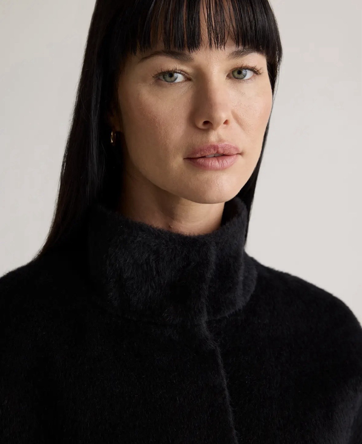 NWT Quince 100% Alpaca Wool Stand Collar Coat Black S