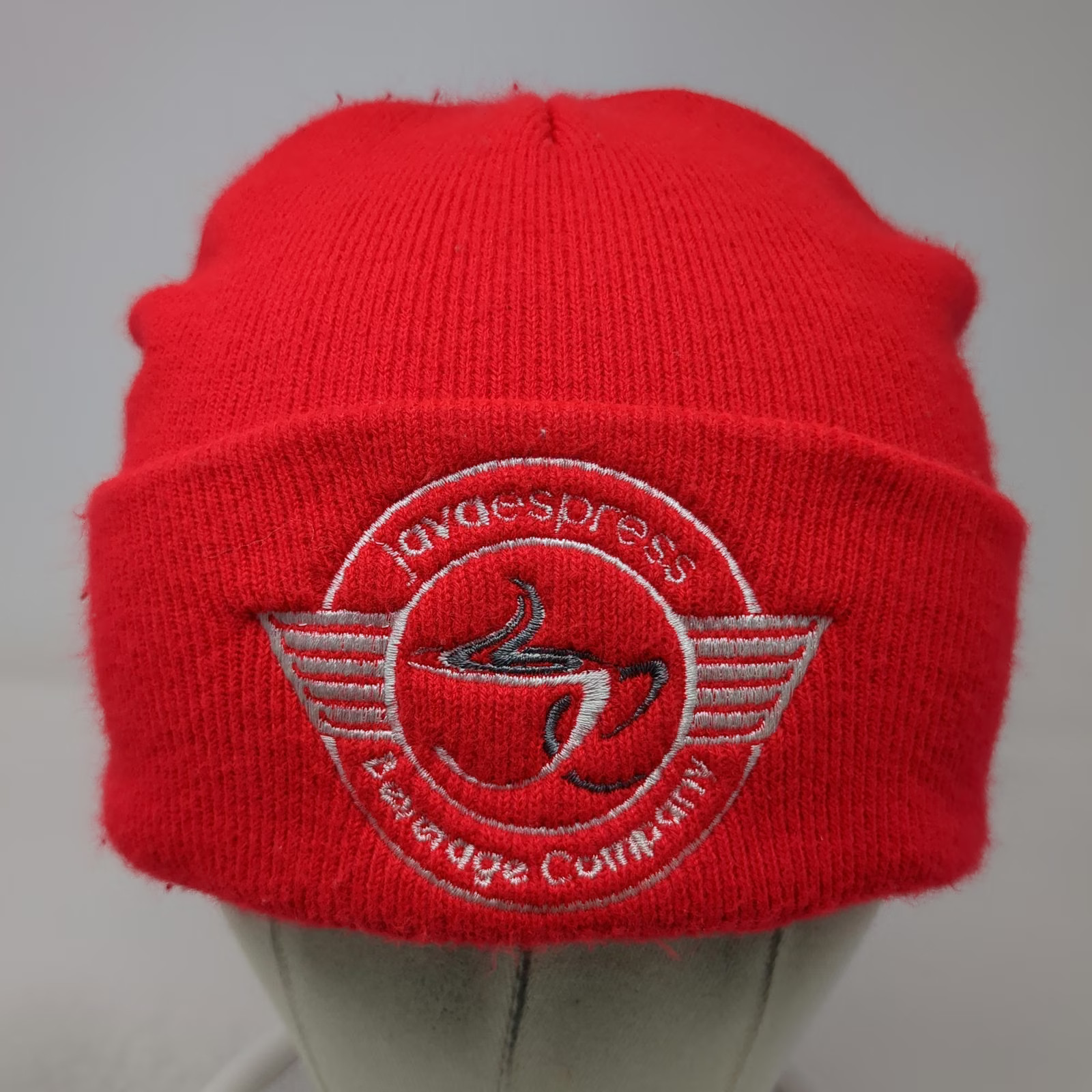 Gelante Beanie Red One Size Javaespresso Beverage Company Coffee Logo Knit Hat