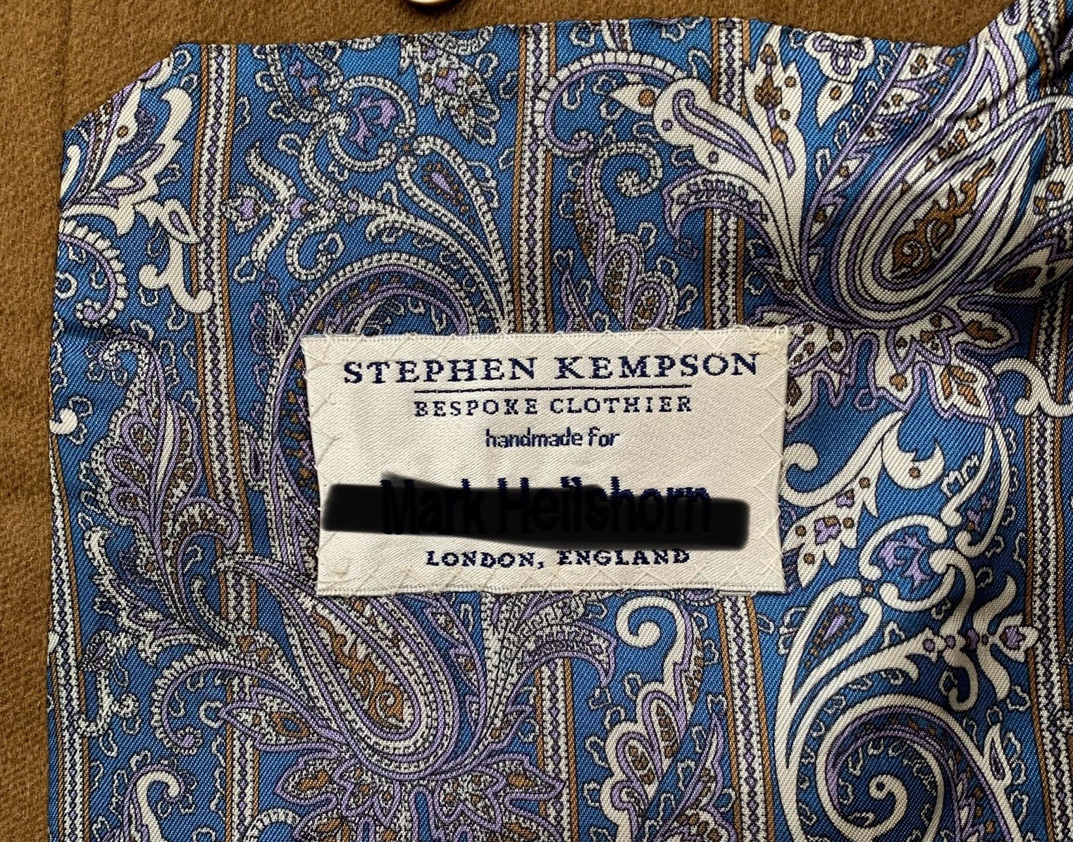 Bespoke 46 S Stephen Kempson 100 % Cashmere Solid Harvest Brown Made England