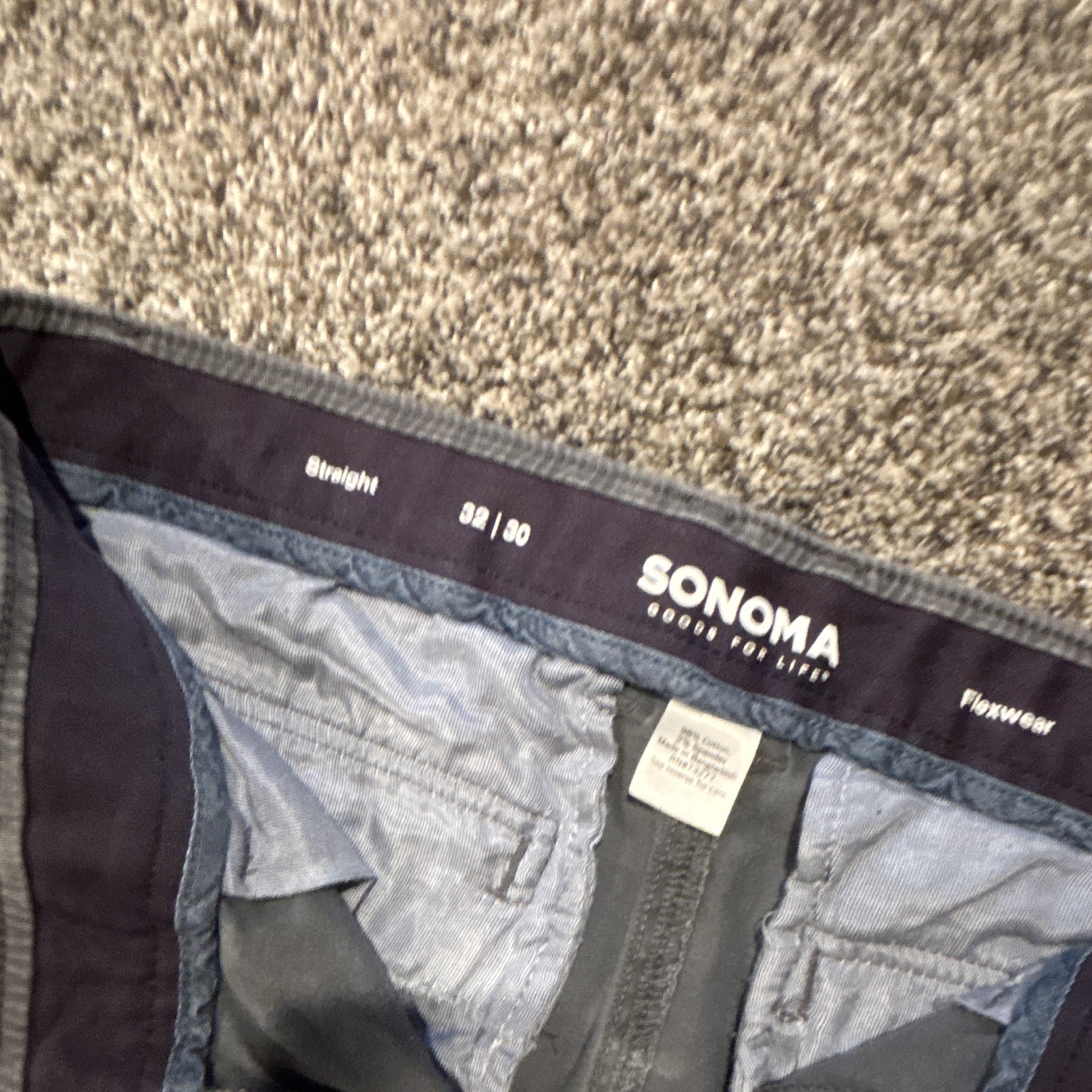 Sonoma Goods for Life Men’s Gray Straight Fit Cargo Pants Twill Waist 32