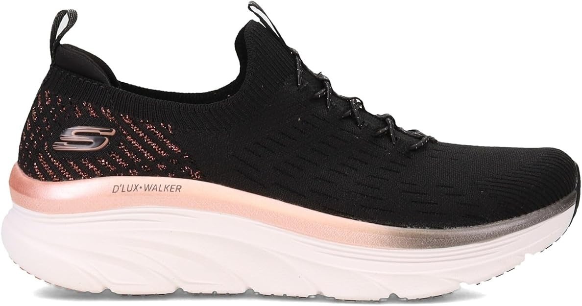 Skechers Women’s D’lux Walker Let It Glow Sneaker – 149366 – Black & Rose Gold