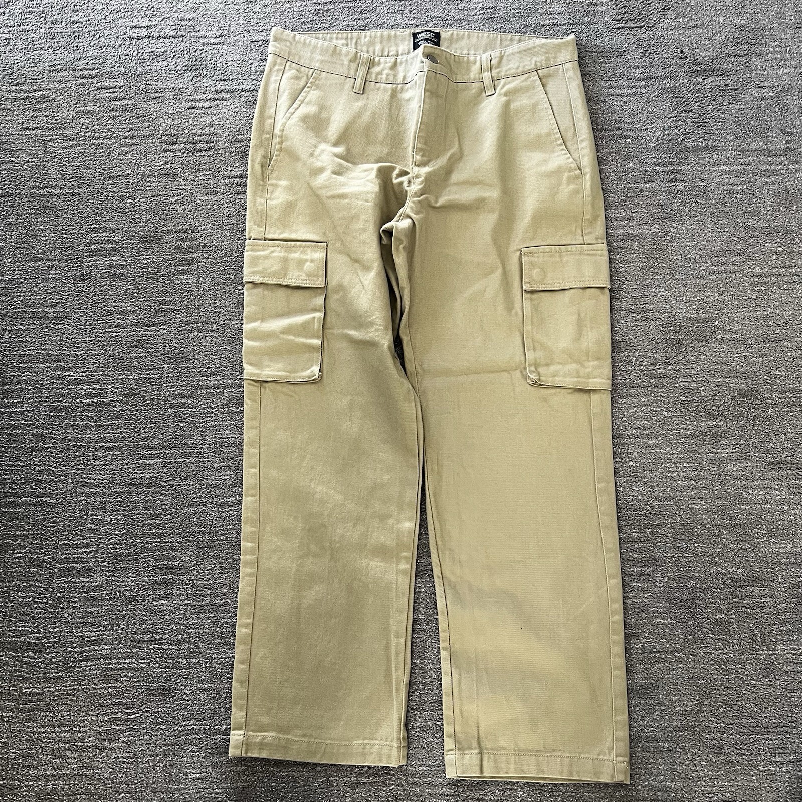 WESC Khaki Relax Fit Cargo Pants 36 X 32 Heavy Duty Cotton