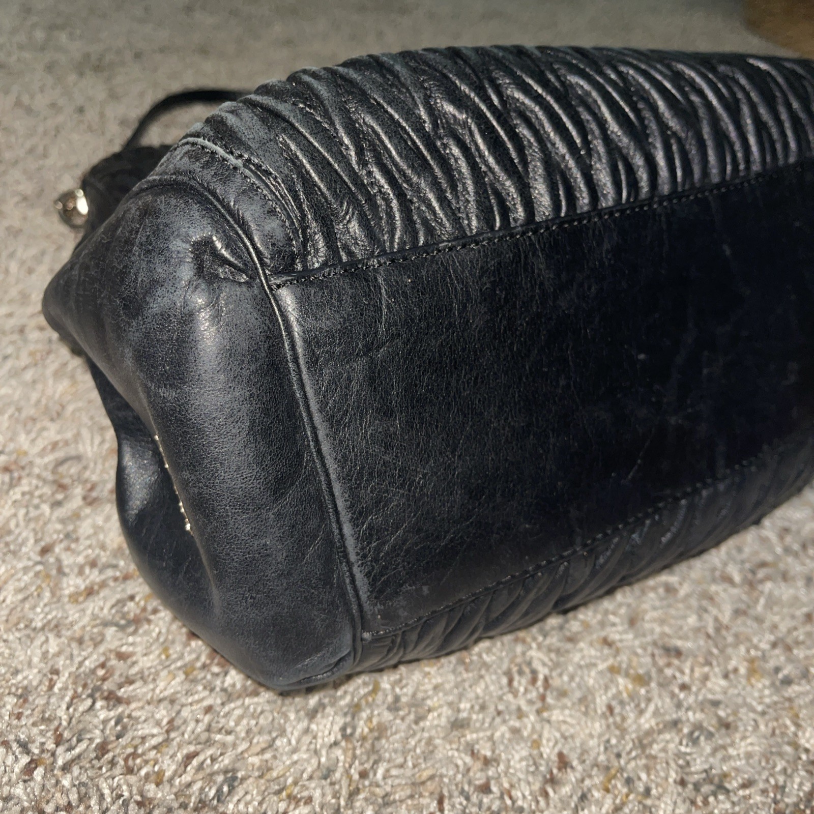 Coach Madison Phoebe Gathered Twist Leather Shoulder Bag Black w/dust bag