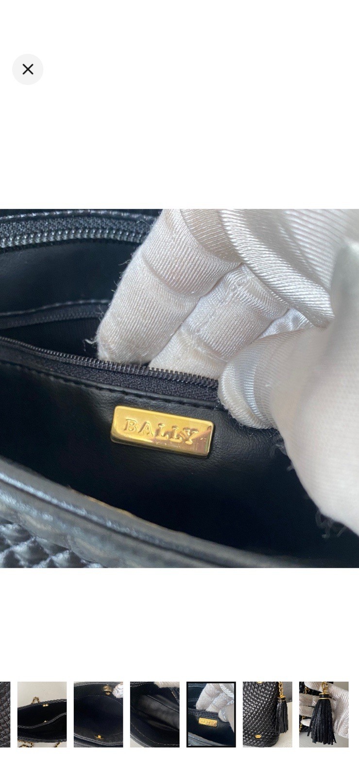 Bally Black Lambskin Chevron Quilting Shoulder Bag Leather Chain Tassel