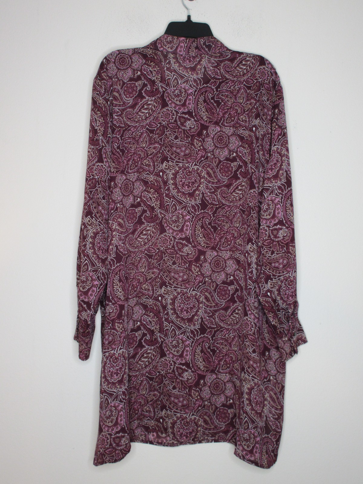 Cold Water Creek Womens Plus Size Purple Paisley Print Sheer Shirt Dress 2X B 53