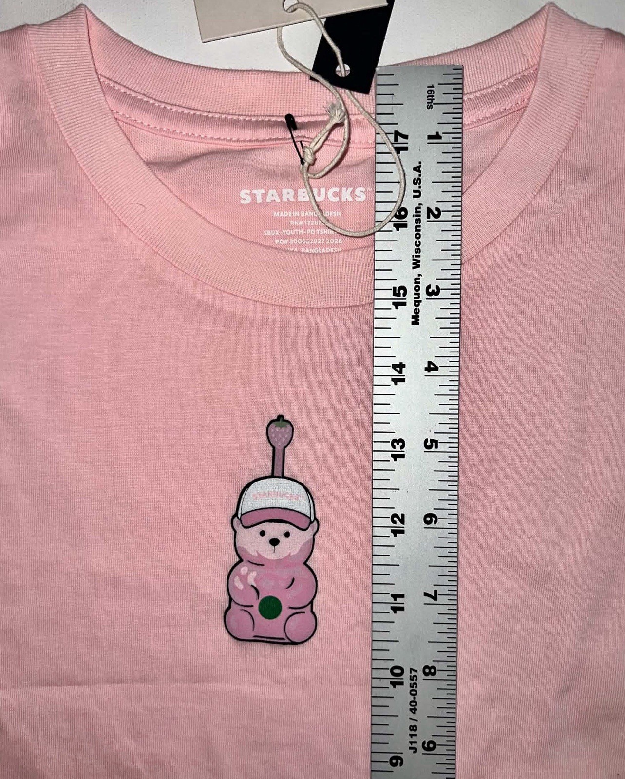 Starbucks Pink Bear Barista T-Shirt Logo Limited Edition Top NWT