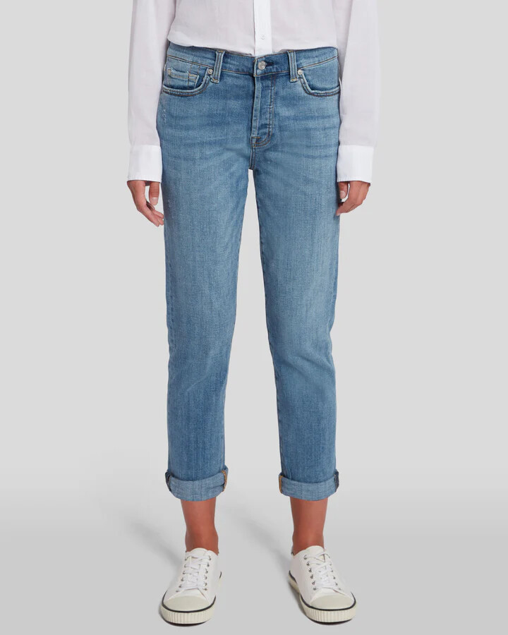 7 FOR ALL MANKIND WOMEN’S JOSEFINA SLIM BOYFRIEND JEANS MID-RISE MEDIUM STRETCH