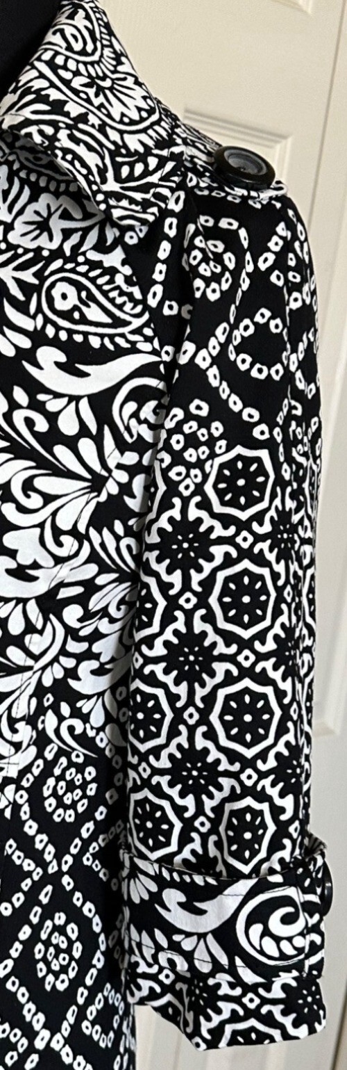 Women’s Multiples Black & White Buttoned Jacket Cotton Polyester Blend Size XS