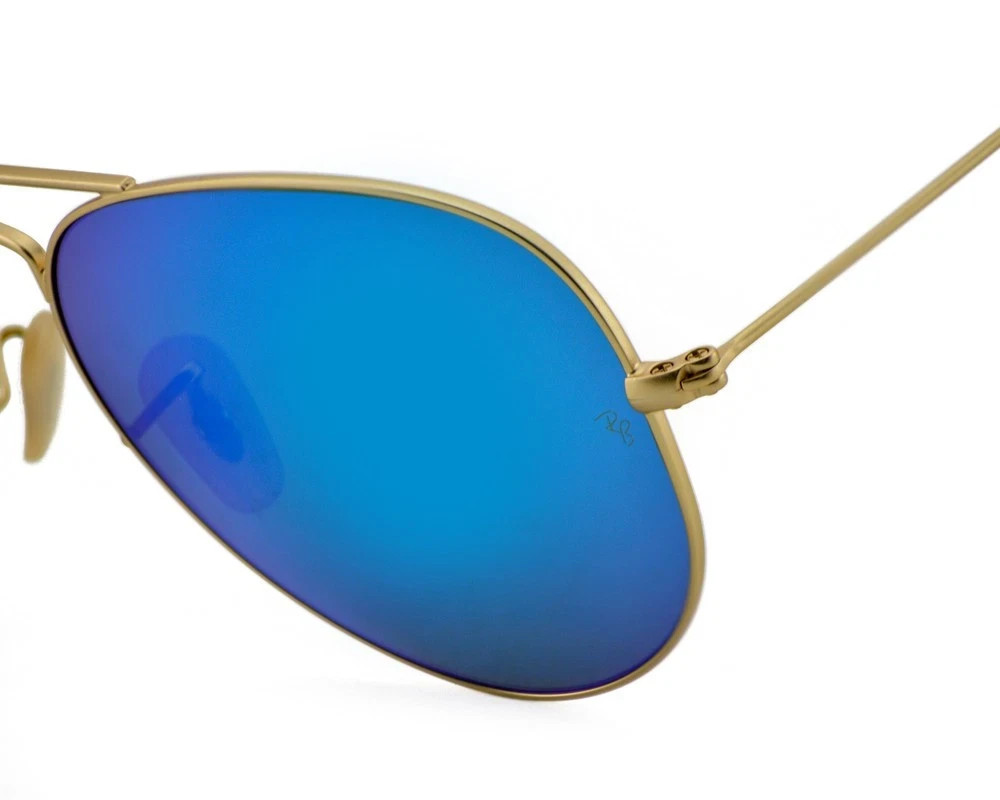 Ray-Ban Sunglasses RB3025 Aviator Flash Gold Frame Blue Flash Lens 58mm Unisex