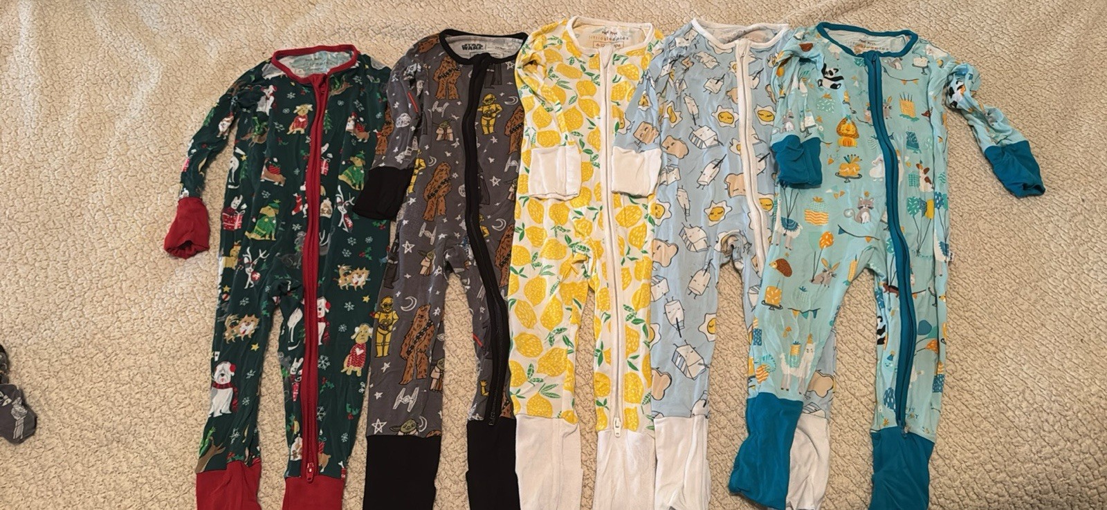 Little Sleepies Bamboo 6-12M Bundle Zippy Romper Bodysuits Lot of 6