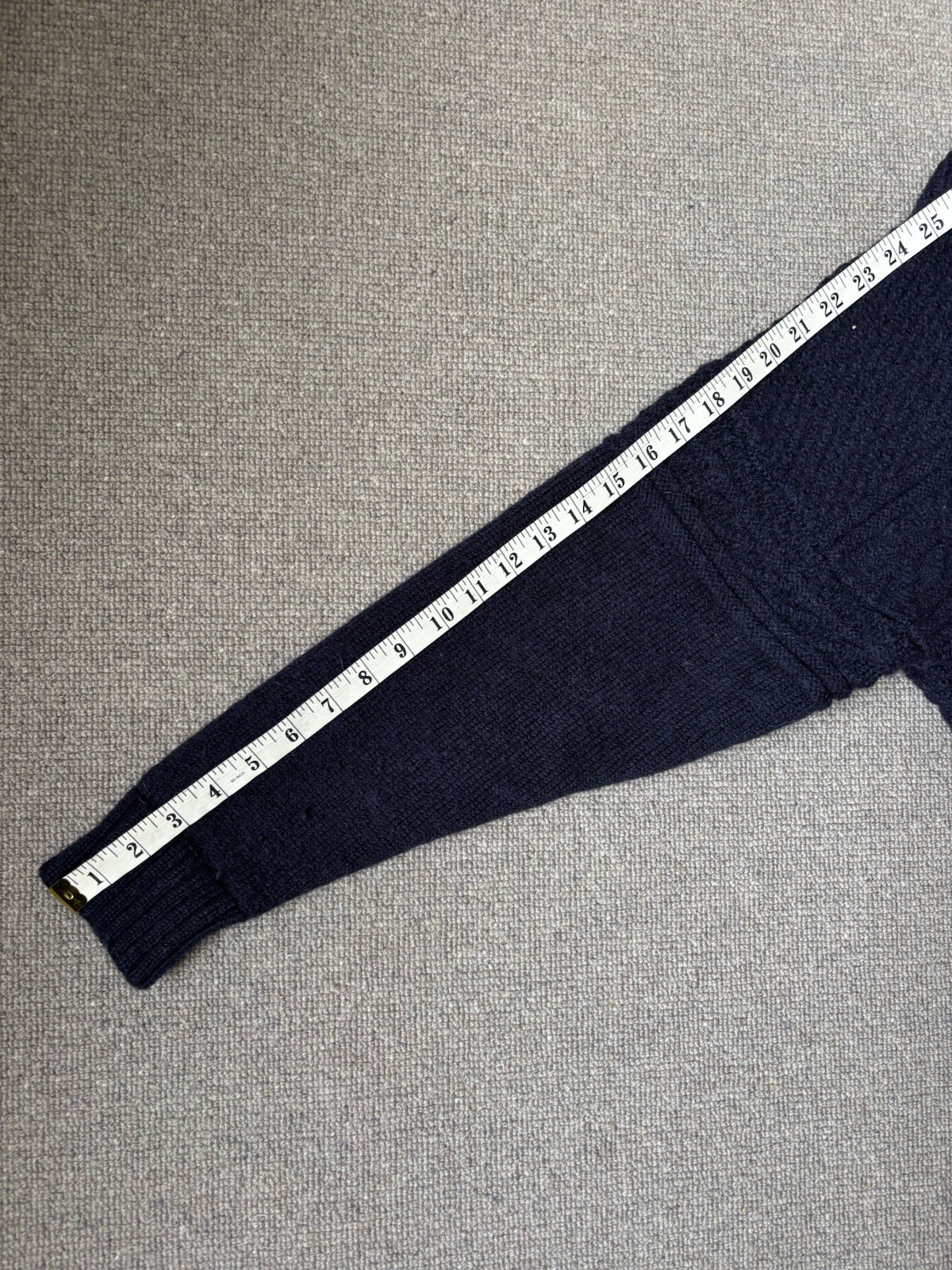 Traditional Guernsey British Wool Naturally Fisherman Jumper Navy Gansey M