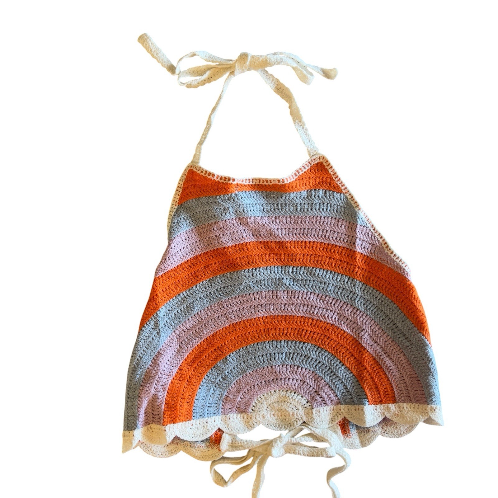 India Boutique Crop Top Women’s One Size Crocheted Rave Boho Rainbow NWT
