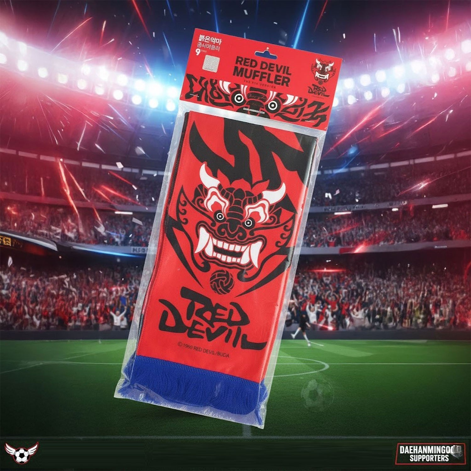 Korea Red Devils Scarf. Korean Son Heung min Support Soccer Scarf.