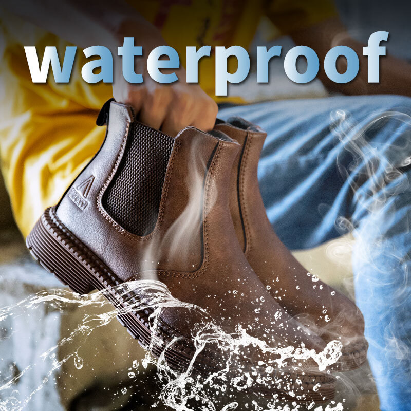 Mens Oil Resistant Safety Shoes Steel Toe Work Boots Leather Non-Slip Boots US