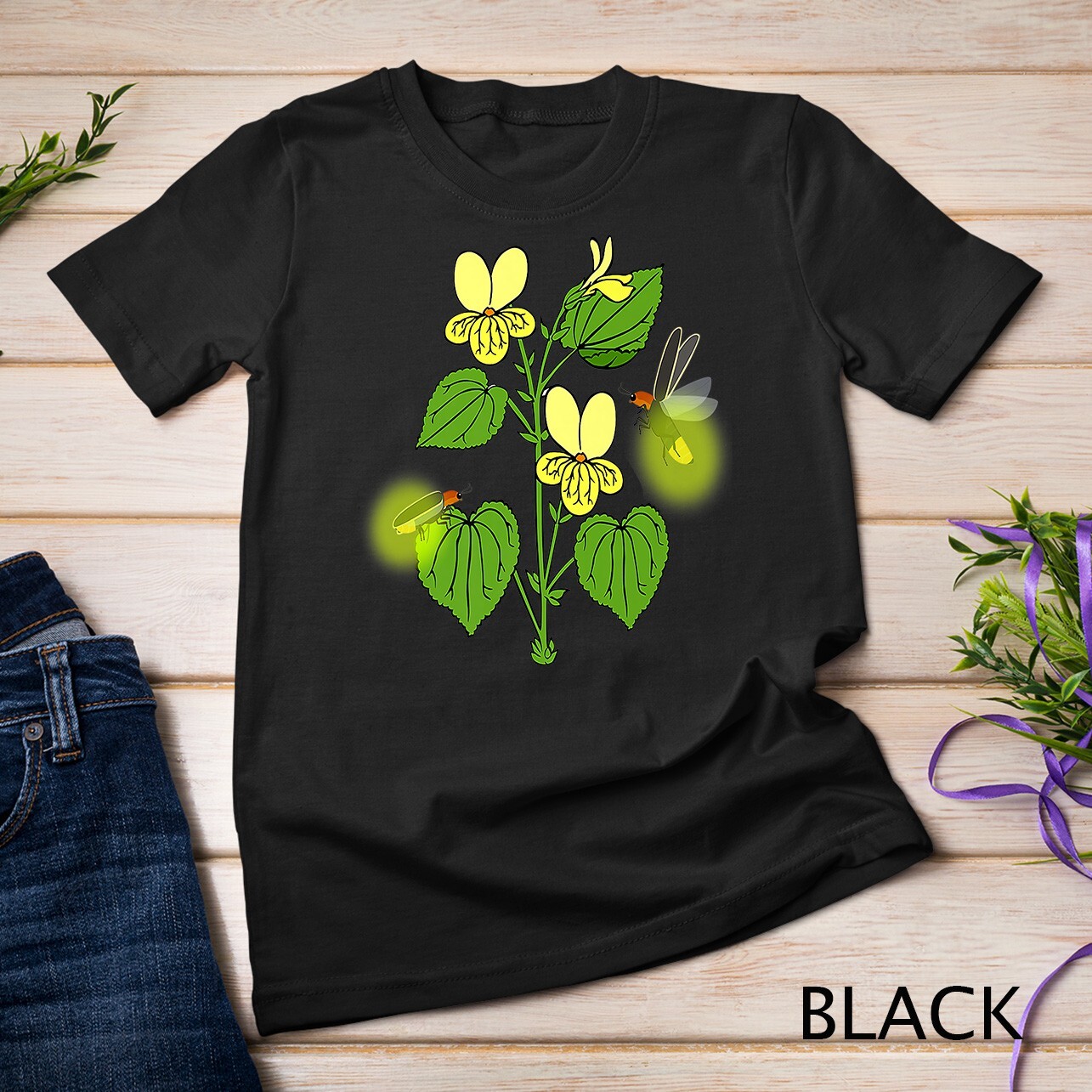 Lightning Bugs and Flowers Bugs Insects Entomology Beetle Premium Unisex T-shirt