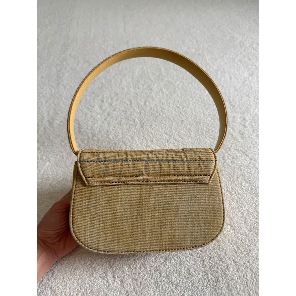 Diesel Small beige denim Logo Top Handle Crossbody Bag, Magnetic Flap, Dust Bag
