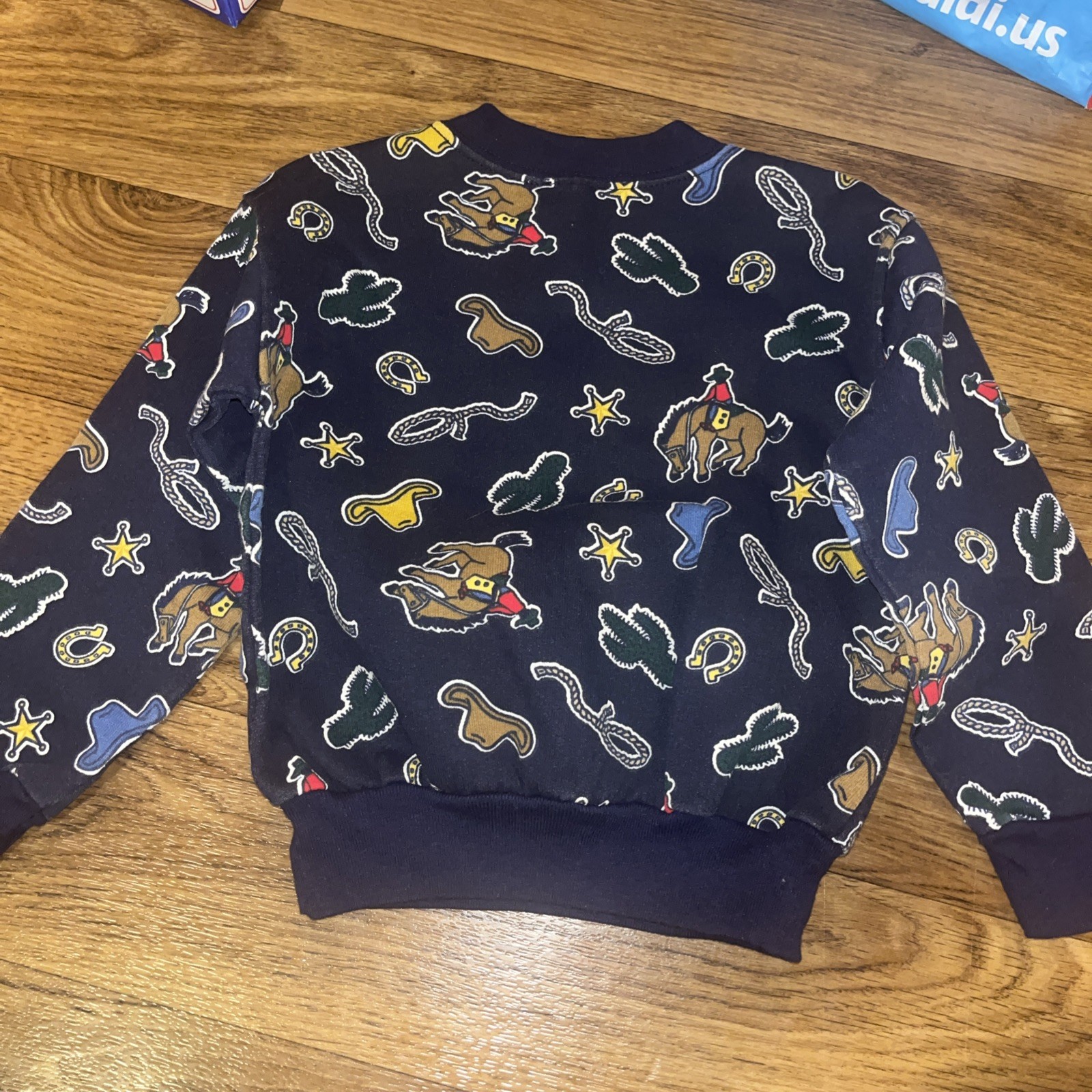 VTG 90s Garanimals Cowboy Western Rodeo Crew Neck All Over Print Sweatshirt USA