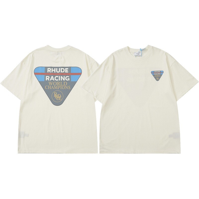 46Style RHUDE High Quality 100% Cotton Short Sleeve Men Women Polo T-Shirt S-2XL