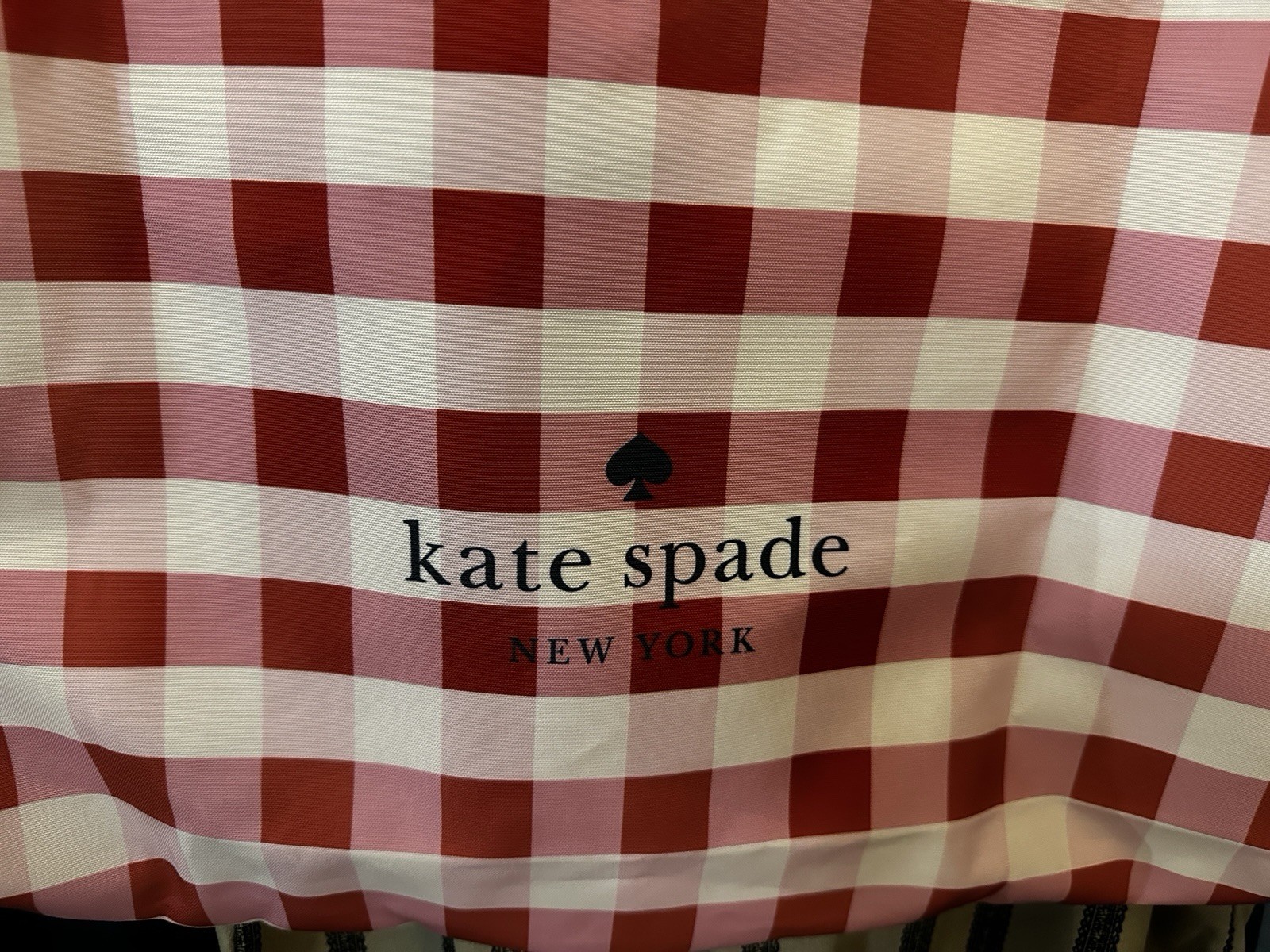 Kate Spade New York Women’s Gingham Tote Bag Red Pink White, Logo Accent