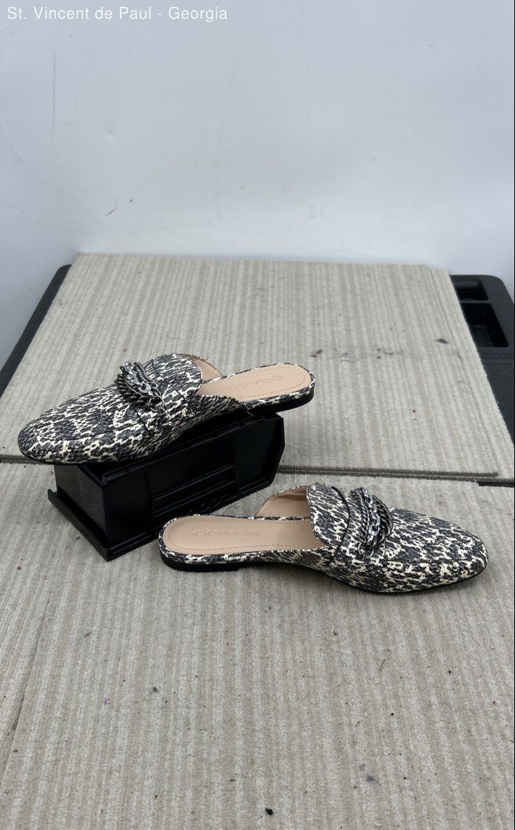 Coach Faye Loafers Black Flecked Mule Flat Women’s Size 8