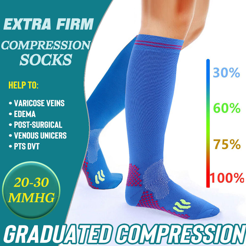 3 Pair Neuropathy Compression Socks For Unisex Calf High Solid Support Stockings