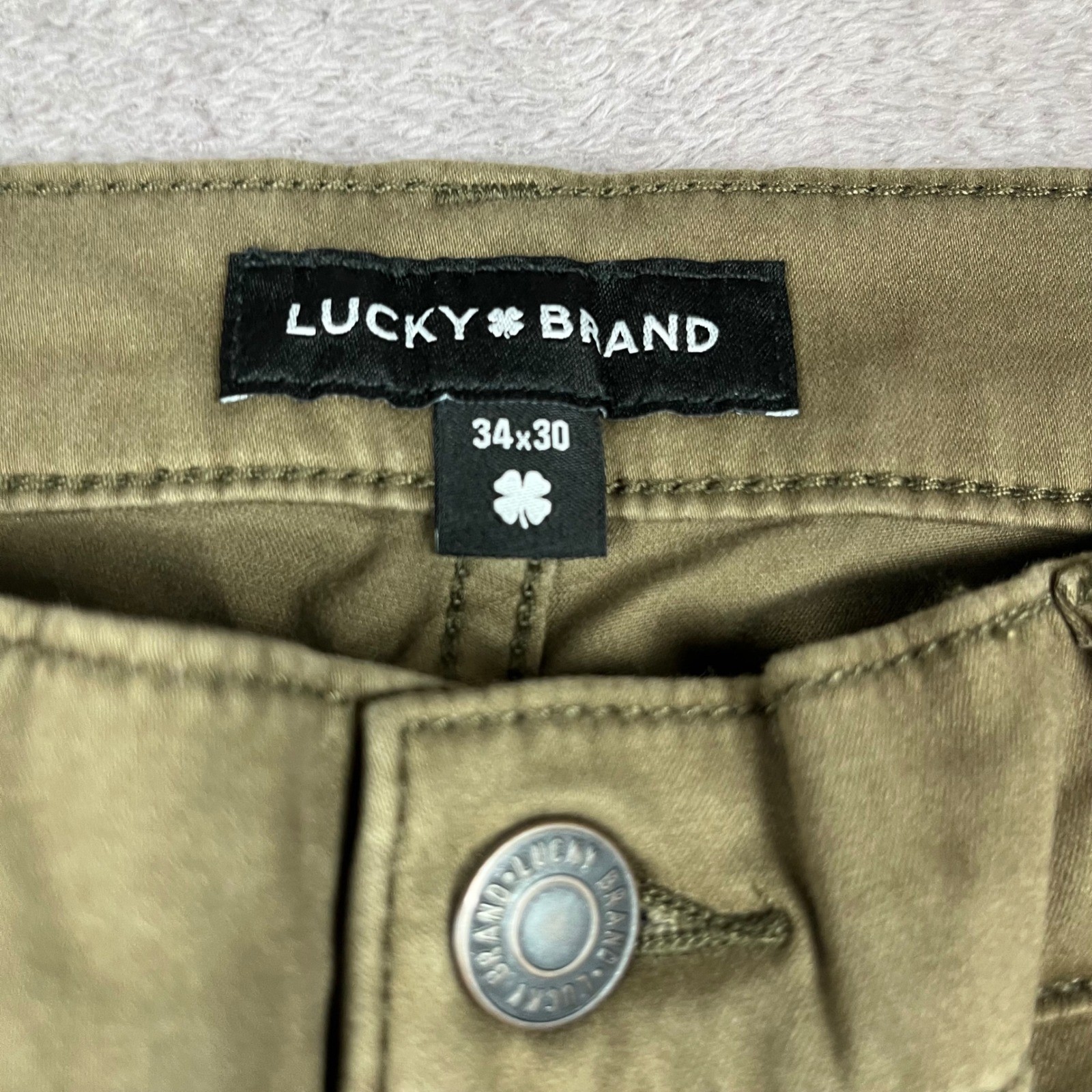 Lucky Brand 410 Athletic Straight Pants Mens 34×30 Olive Brown Advanced Stretch